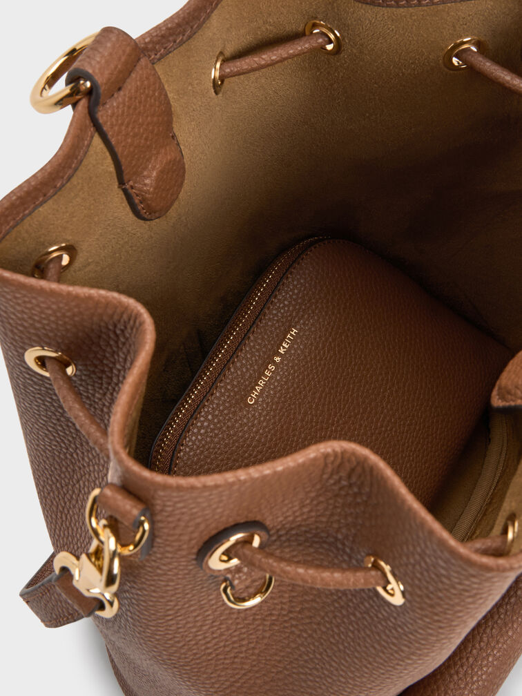 Beryl Drawstring Backpack, Chocolate, hi-res