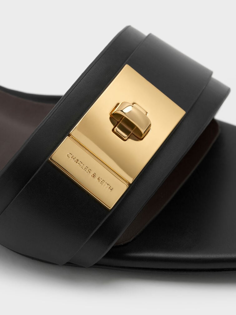 Aelin Kitten-Heel Mules, Black, hi-res