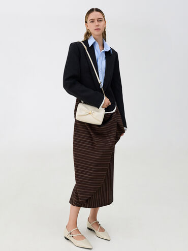 Halsey Ruched Chain Shoulder Bag, Cream, hi-res
