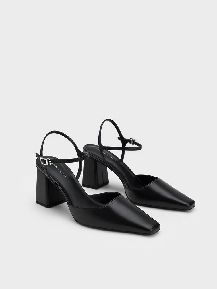 Tapered Block Heel Pumps, Black, hi-res
