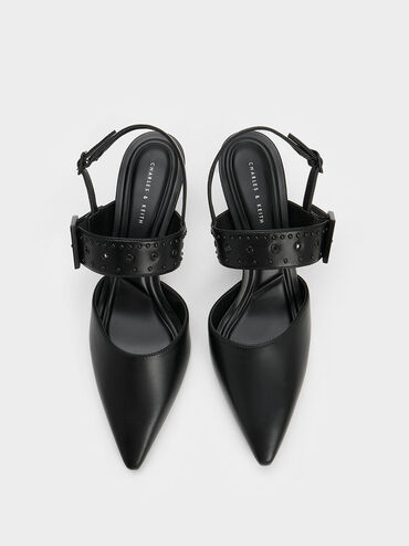 Sepphe Grommet Slingback Pumps, Black, hi-res