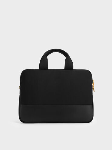 Textured Laptop Bag, Black, hi-res