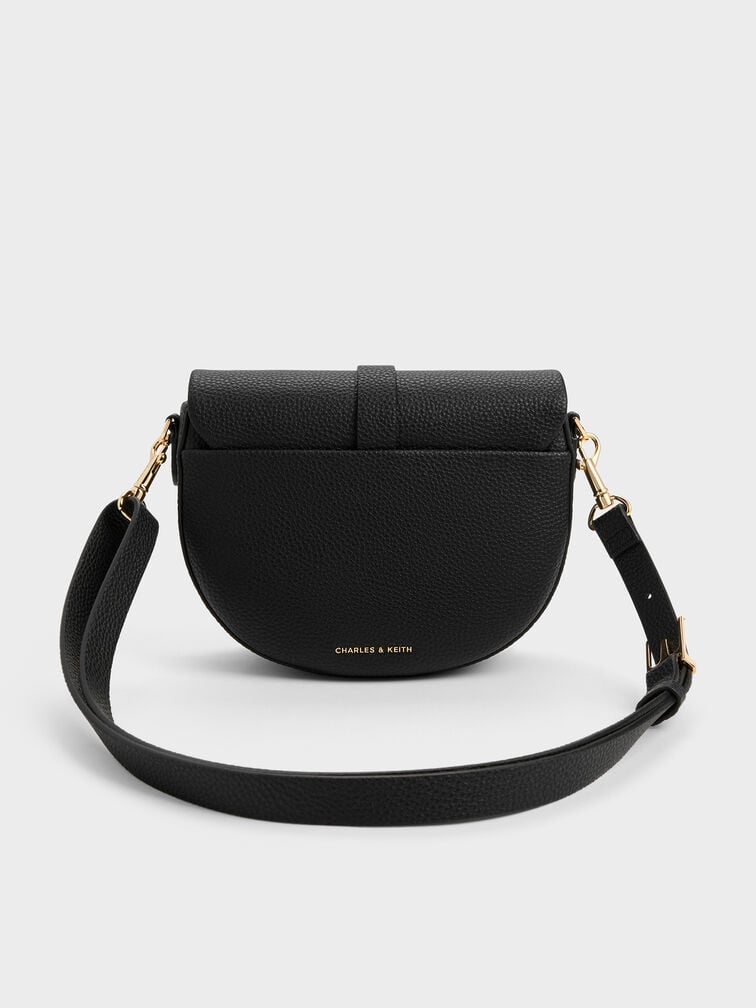 Beryl Belted Saddle Bag, Black, hi-res