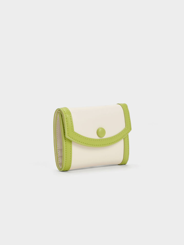Alouette Contrast Trim Small Wallet, Cream, hi-res