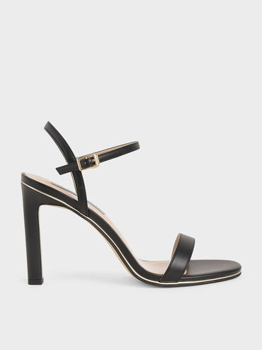 Back Strap Heeled Sandals, Black, hi-res