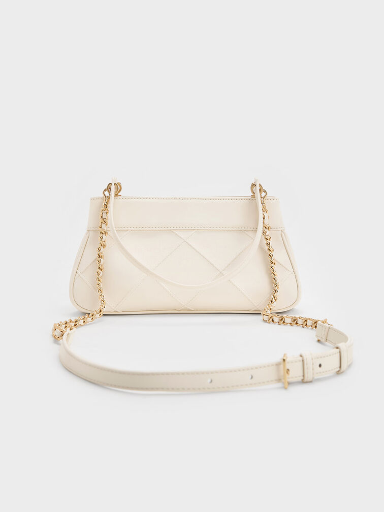 Eleni Quilted Shoulder Bag, Cream, hi-res