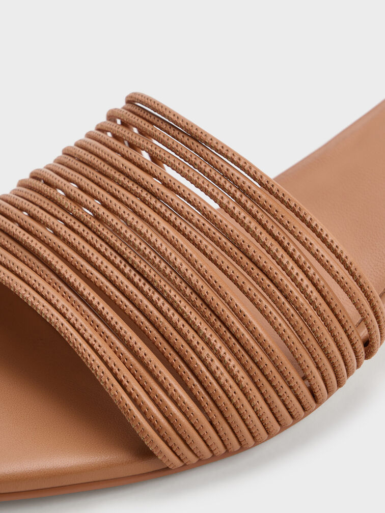 Fianna Strappy Kitten-Heel Mules, Tan, hi-res