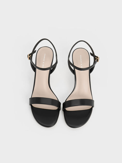 Oleana Clear Trapeze Heel Sandals, Black, hi-res
