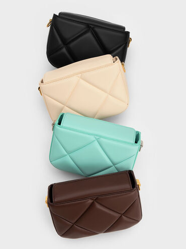 Mini Danika Chunky Chain Padded Bag, Beige, hi-res