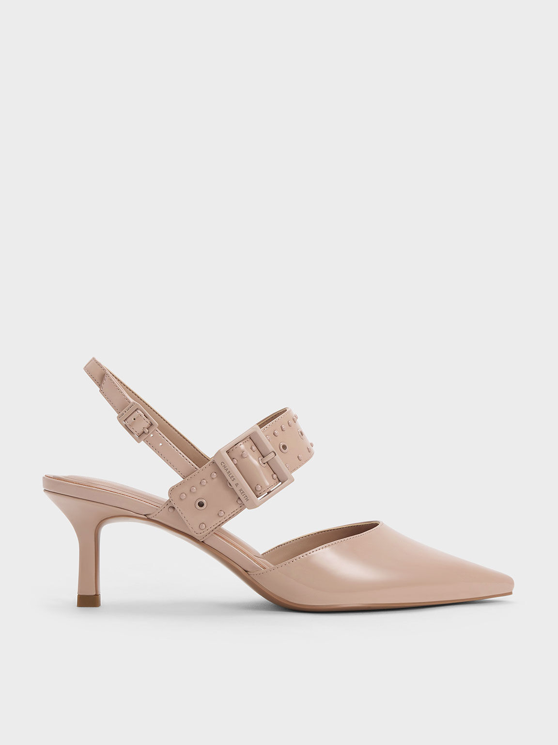 Sepphe Grommet Patent Slingback Pumps, Nude, hi-res