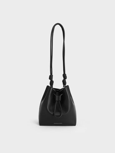 Leia Knotted Bucket Bag, Noir, hi-res