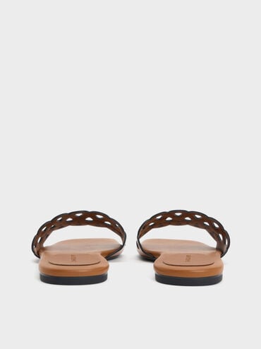 Cut-Out Slide Sandals, Cognac, hi-res