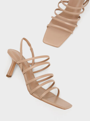 Strappy Blade Heel Sandals, Nude, hi-res