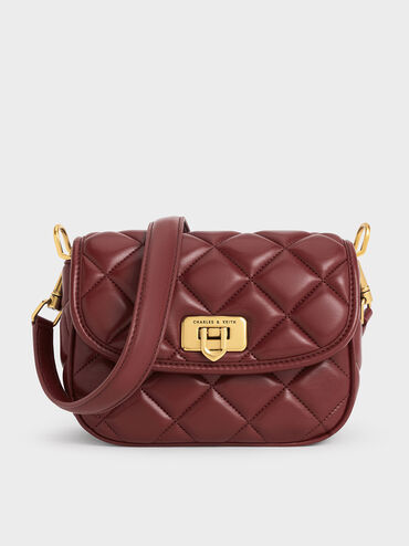 Cressida Quilted Crossbody Bag, Burgundy, hi-res