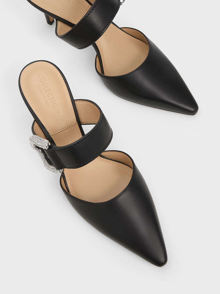 Gabine Leather Mule Pumps, Black, hi-res