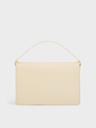 Leather & Raffia Shoulder Bag, Beige, hi-res