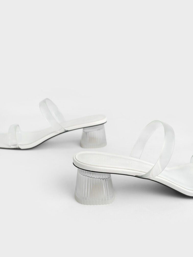 Double Strap See-Through Mules, White, hi-res