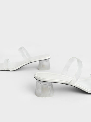Double Strap See-Through Mules, White, hi-res