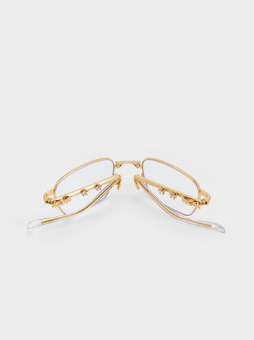 Paige Clear Rectangular Sunglasses, Brush Gold, hi-res