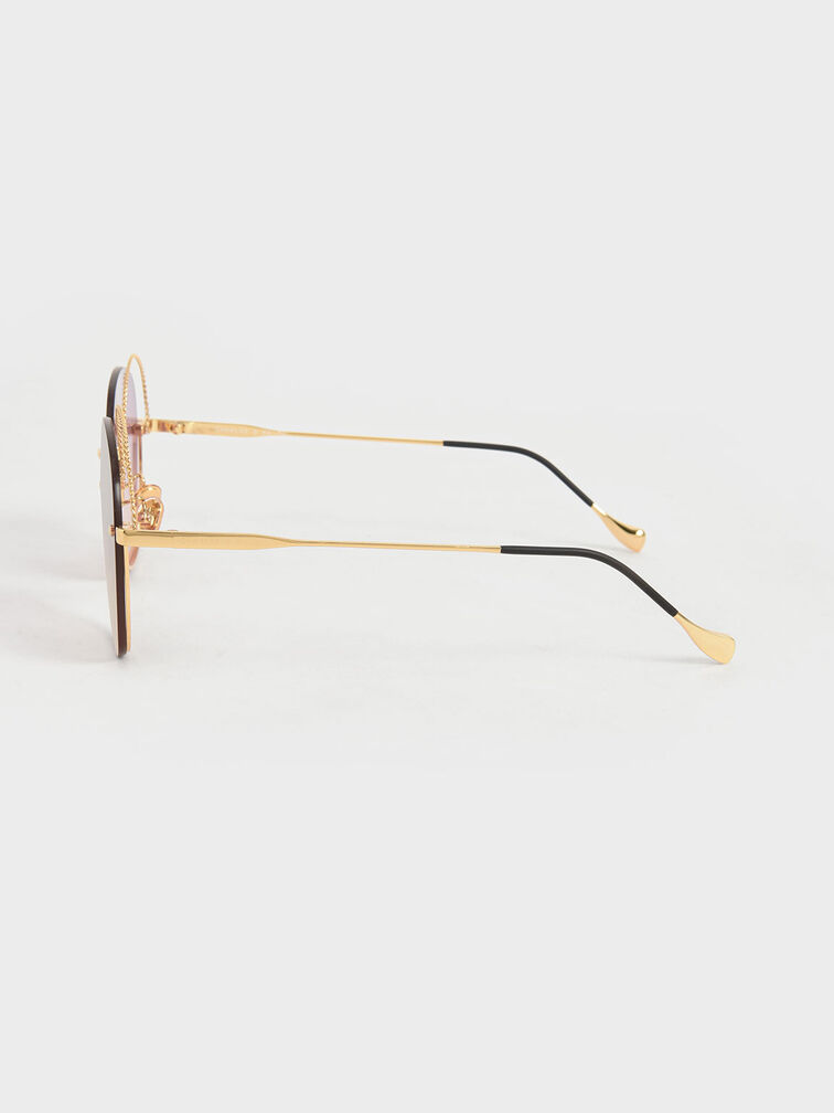 Multi-Tinted Cut-Out Butterfly Sunglasses, Gold, hi-res