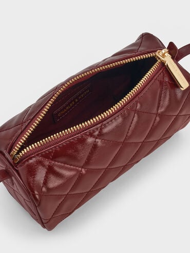 Janie Quilted Shoulder Bag, Burgundy, hi-res