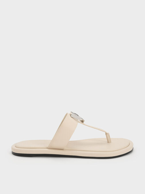 Gabine Leather Thong Sandals, Chalk, hi-res