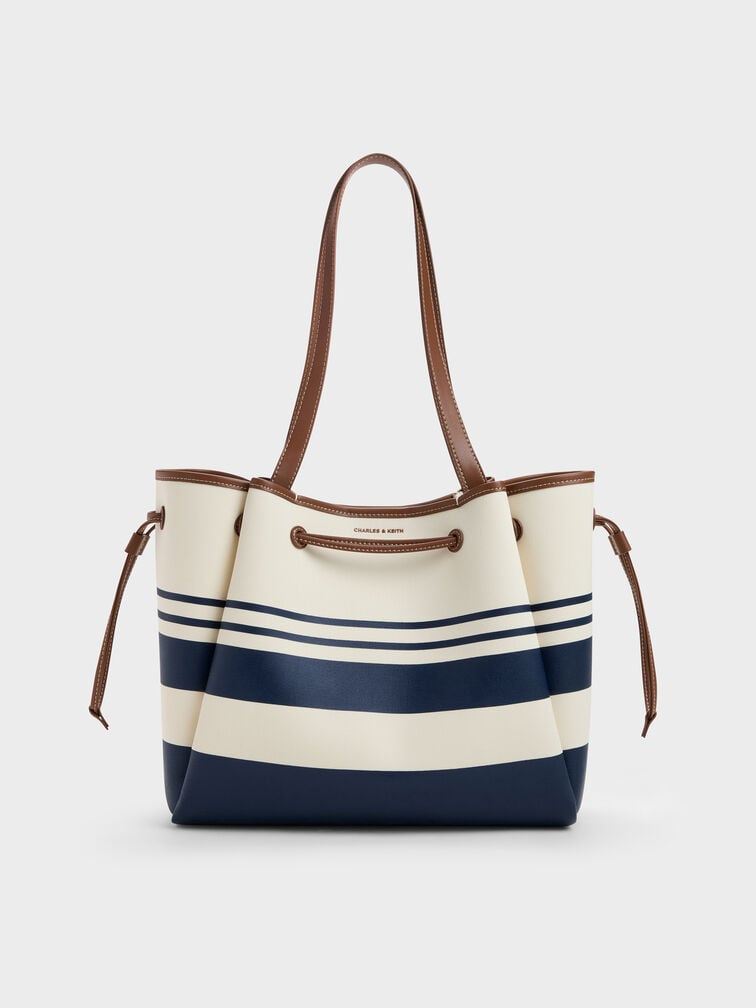 Hanya Canvas Striped Drawstring Tote Bag, Multi, hi-res