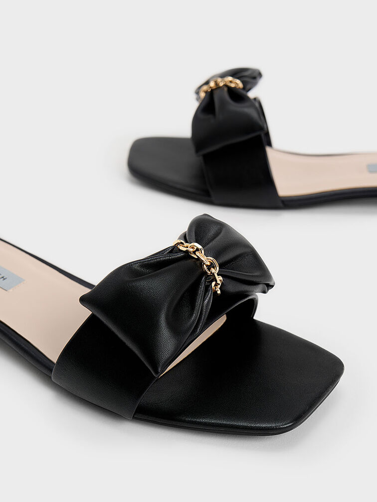 Chain-Link Bow Slides, Black, hi-res