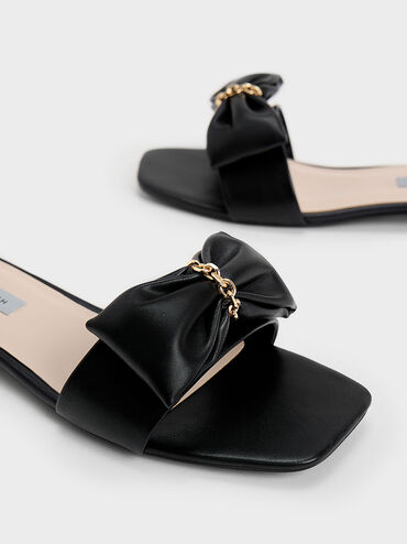 Chain-Link Bow Slides, Black, hi-res