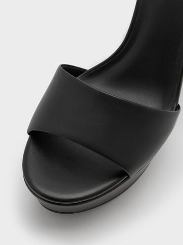 Block-Heel Platform Sandals, Black, hi-res