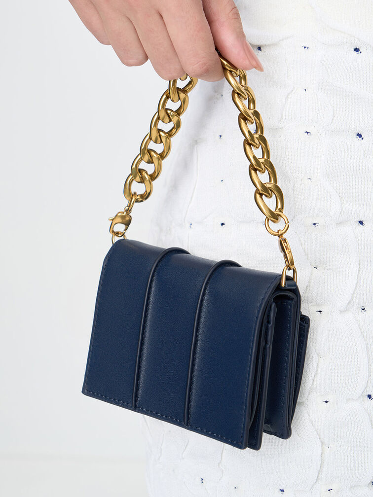 Arlys Chunky Chain Handle Mini Wallet, Navy, hi-res