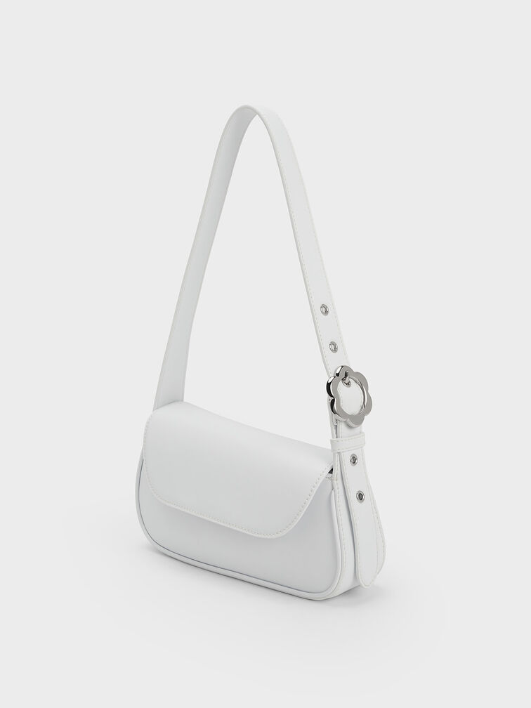 Petra Asymmetrical Front Flap Bag, White, hi-res