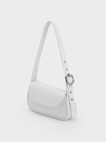 Petra Asymmetrical Front Flap Bag, White, hi-res