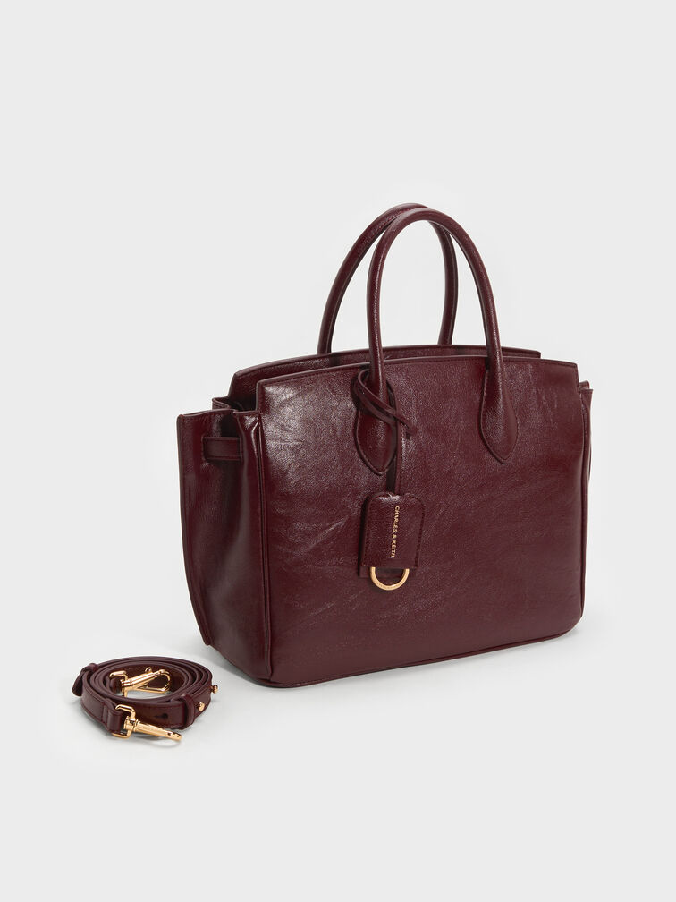 Large Ginevra Tote Bag, Wineberry Red, hi-res