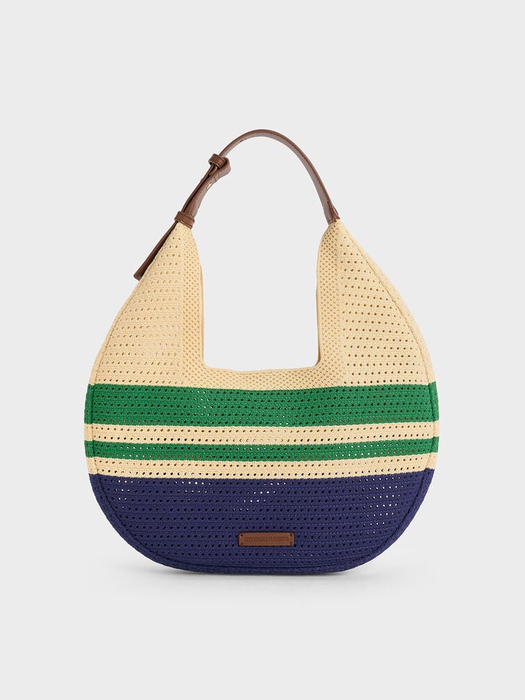 Ida Knitted Striped Hobo Bag, Multi, hi-res