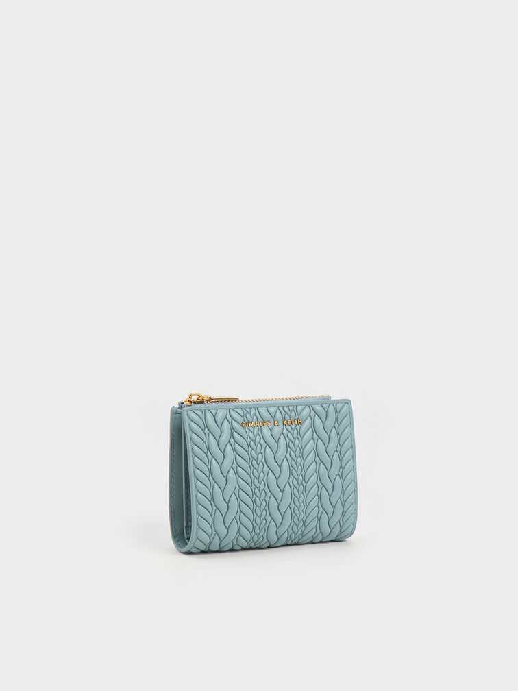 Apolline Textured Top-Zip Wallet, Slate Blue, hi-res
