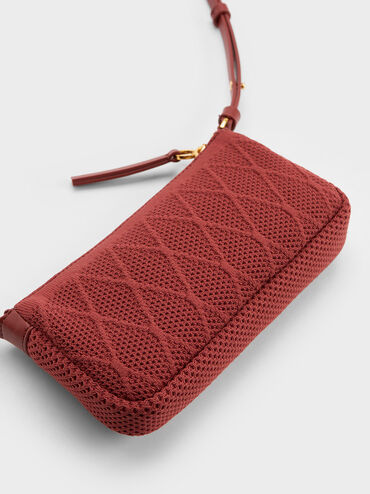Geona Knitted Phone Pouch, Brick, hi-res