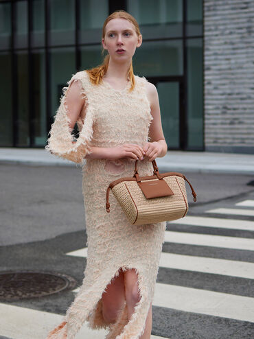 Babylon Raffia Drawstring Tote Bag, Multi, hi-res