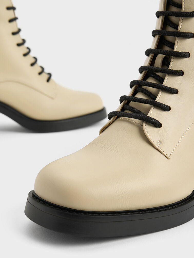 Hester Block Heel Ankle Boots, Chalk, hi-res