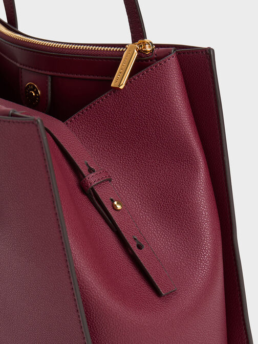 Double Handle Tote Bag, Burgundy, hi-res
