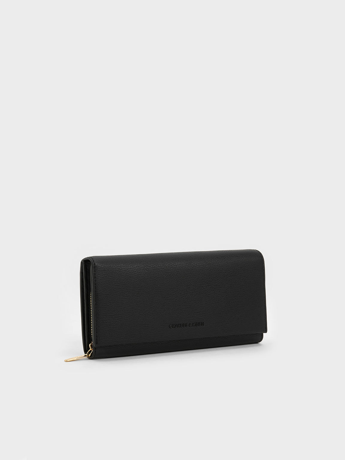 Black Front Flap Long Wallet - CHARLES & KEITH IN