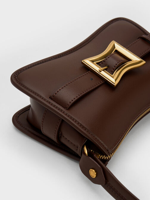 Xanthe Chunky Chain Shoulder Bag, Dark Brown, hi-res