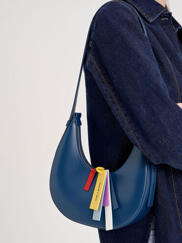 Carey Crescent Hobo Bag, Navy, hi-res