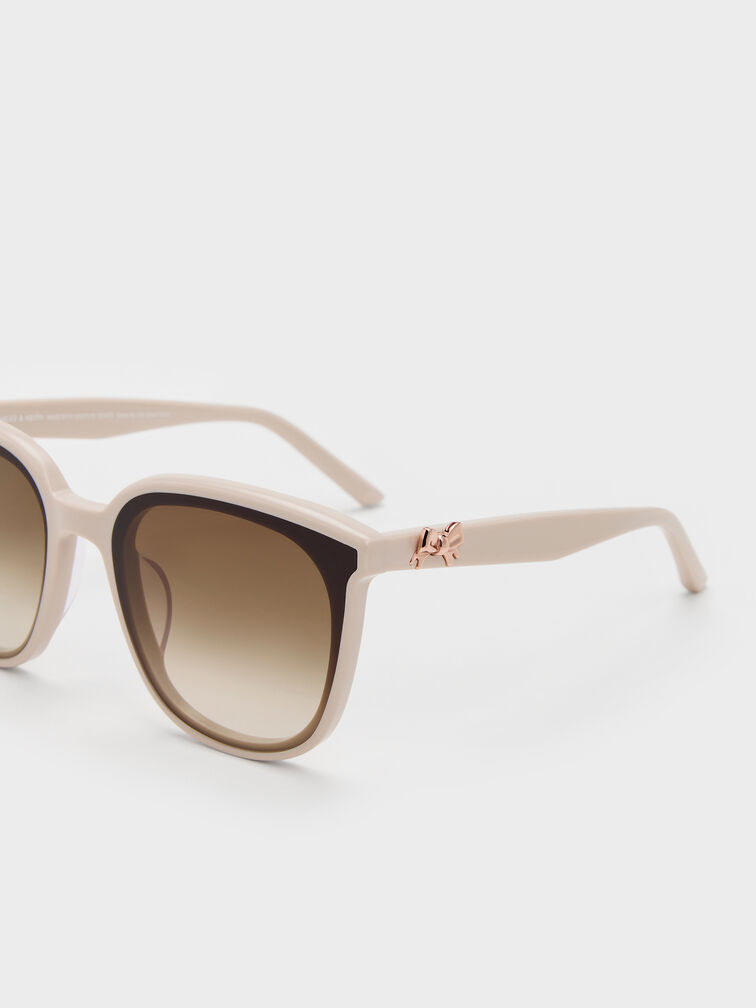 Paige Bow Square Sunglasses, Oat, hi-res