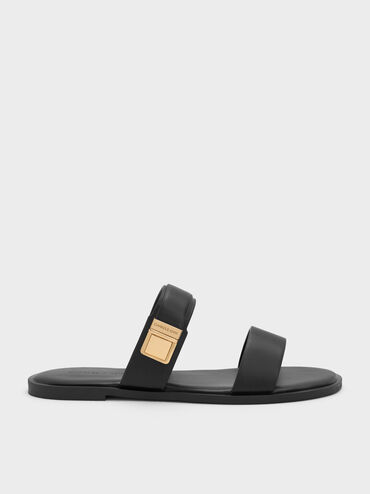Dove Double-Strap Sandals, Black, hi-res