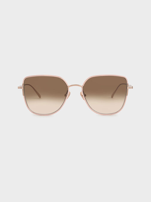 Seraphina Panelled Temples Butterfly Sunglasses, Pink, hi-res