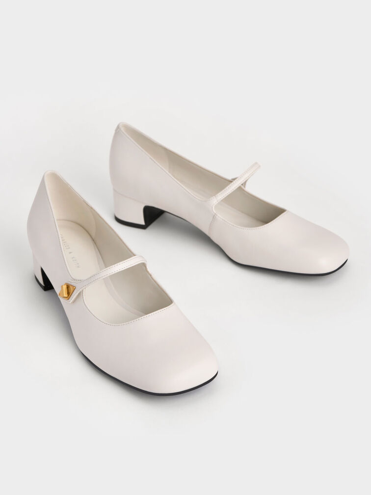 Metallic Accent Mary Jane Pumps, Chalk, hi-res