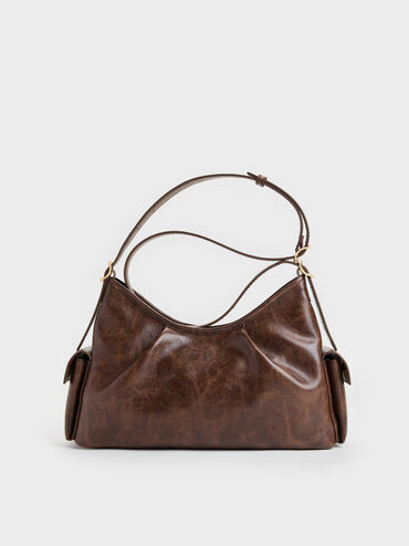 Khai Side-Pocket Shoulder Bag, Distressed Coffee, hi-res