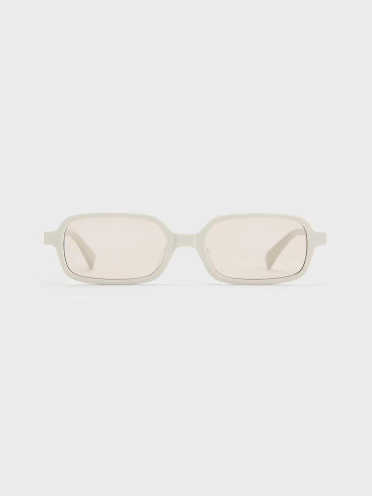 Bree Recycled Acetate Rectangular Sunglasses, Chalk, hi-res