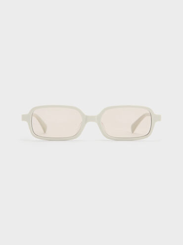 Bree Recycled Acetate Rectangular Sunglasses, Chalk, hi-res